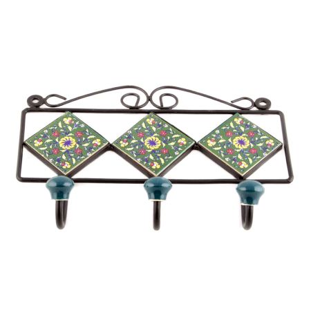 Forest Green Yellow  Wheel Tiles Hooks